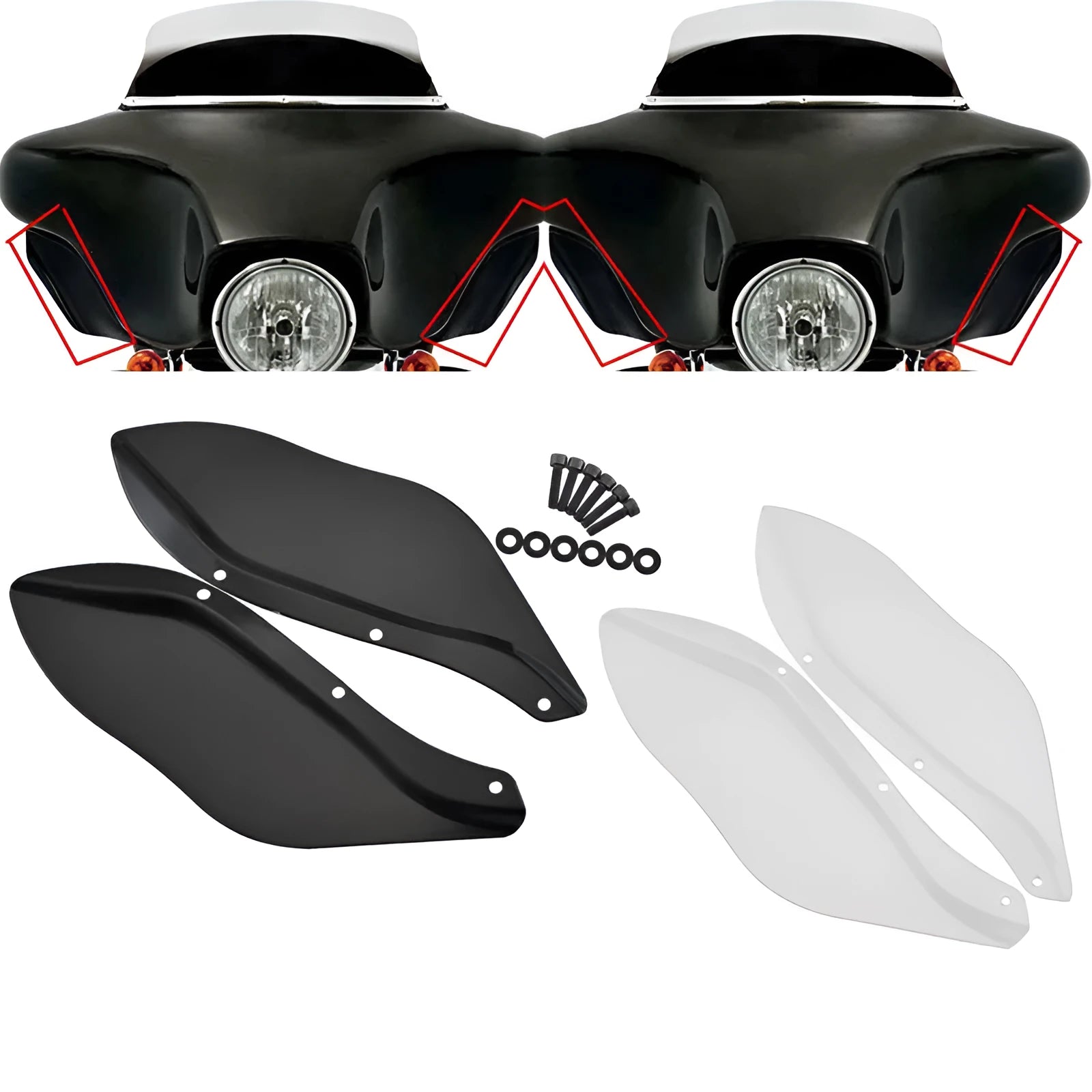 Pair of transparent black ABS plastic side head covers for Harley Touring motorcycle