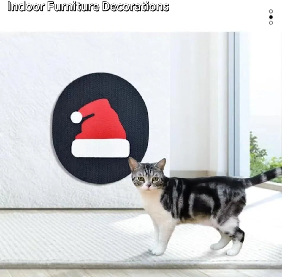 Wall-mounted vertical cat scratch pad made from brown corrugated cardboard