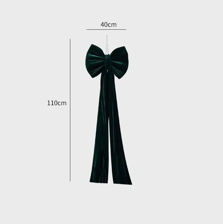 Large flannel Christmas bow decoration in green, red, white or wine red, available from 80cm to 280cm for festive displays.