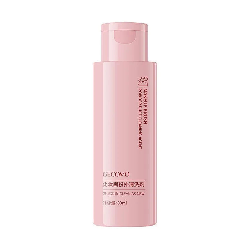 Makeup brush cleaner kit with 80ml detergent bottle and 75ml wash-free spray bottle.