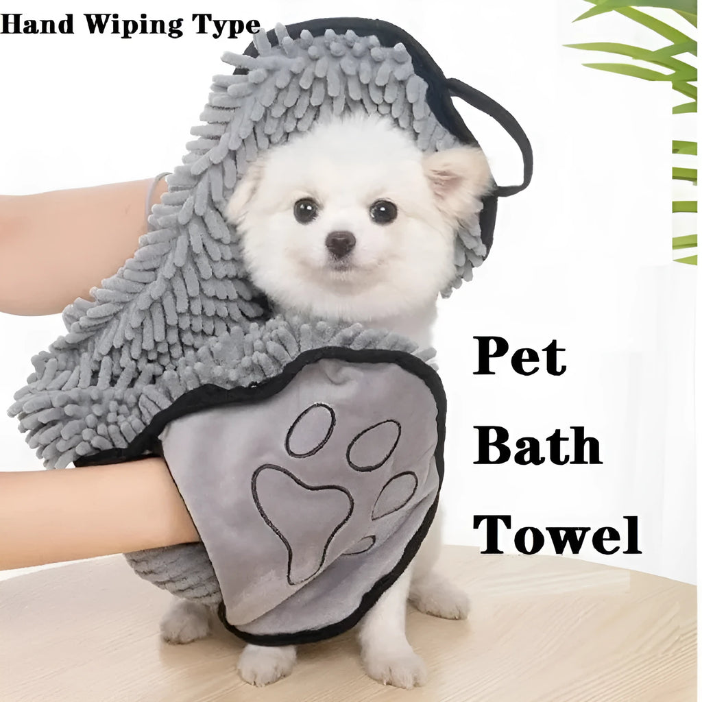 Blue quick-dry dog bath robe towel on a white background