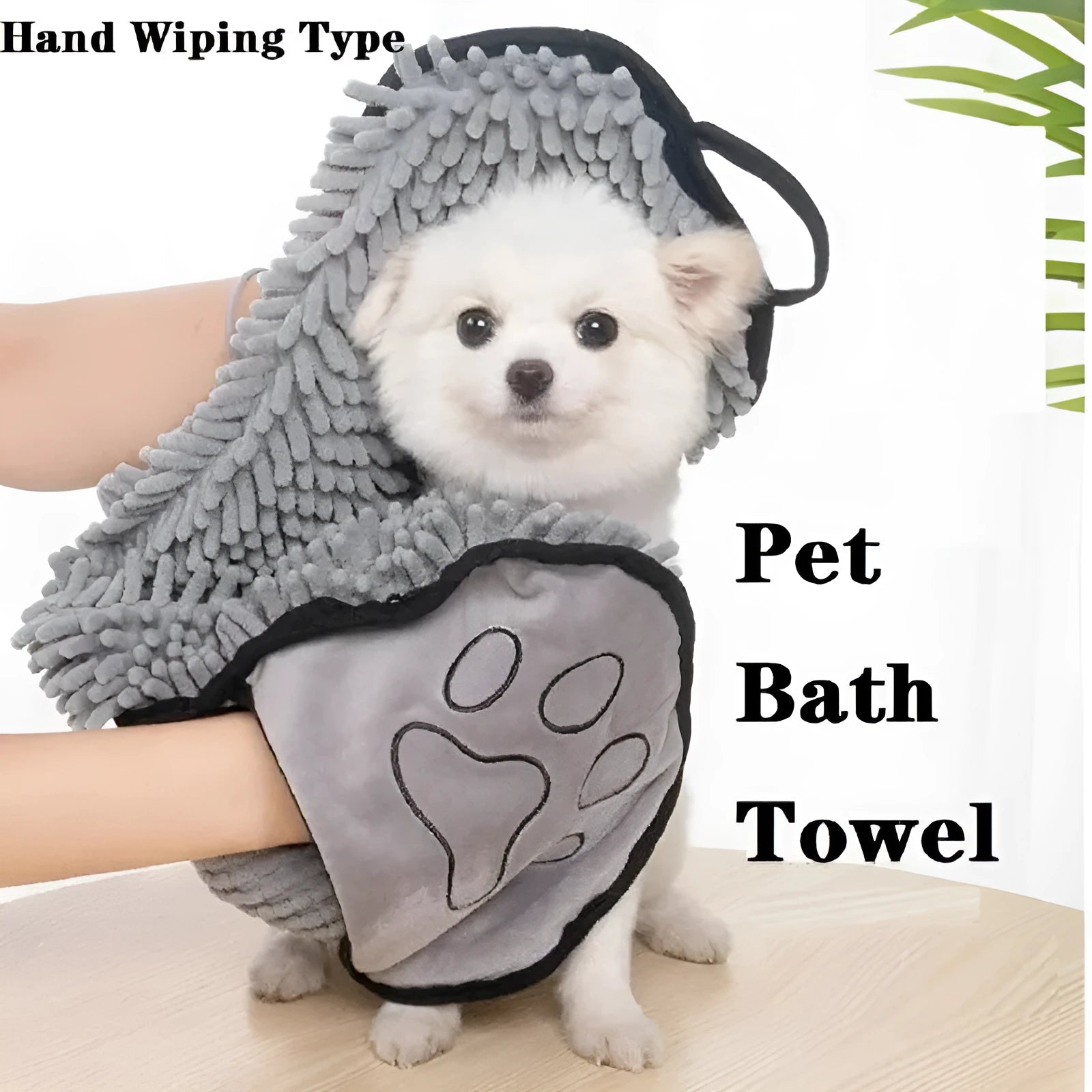 Blue quick-dry dog bath robe towel on a white background