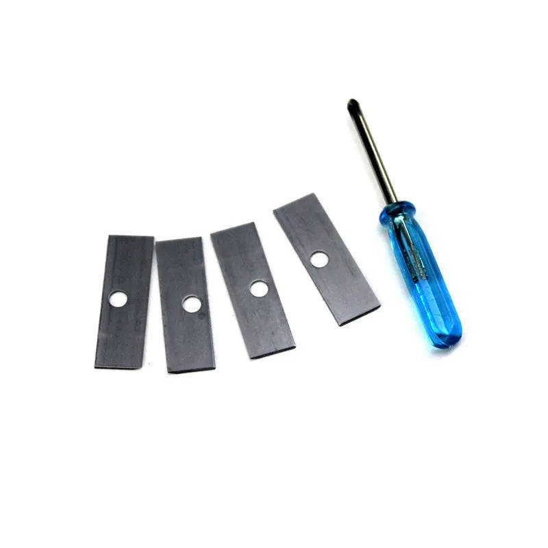 Geometric plastic pencil sharpener with four holes and screwdriver tool
