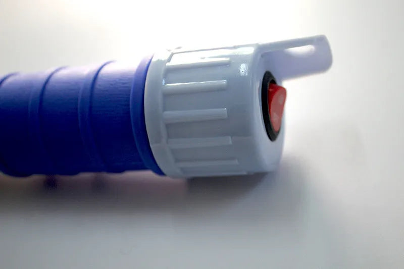 Blue manual hand-operated siphon pump for fuel oil gasoline liquid transfer