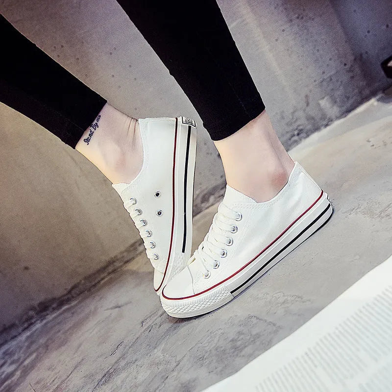 Women's solid colour canvas casual shoes available in multiple sizes