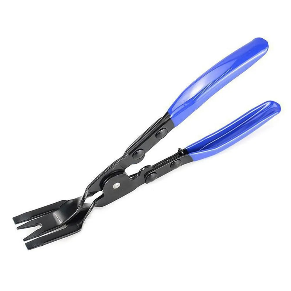 Blue steel car universal disassembly separator pliers tool for removing door panels and trim clips.