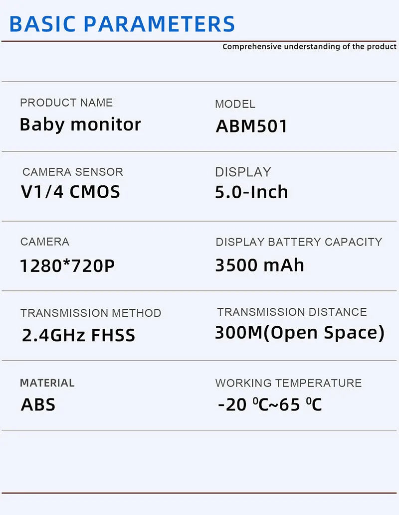 White HD wireless baby monitor with 5-inch screen showing nursery temperature display