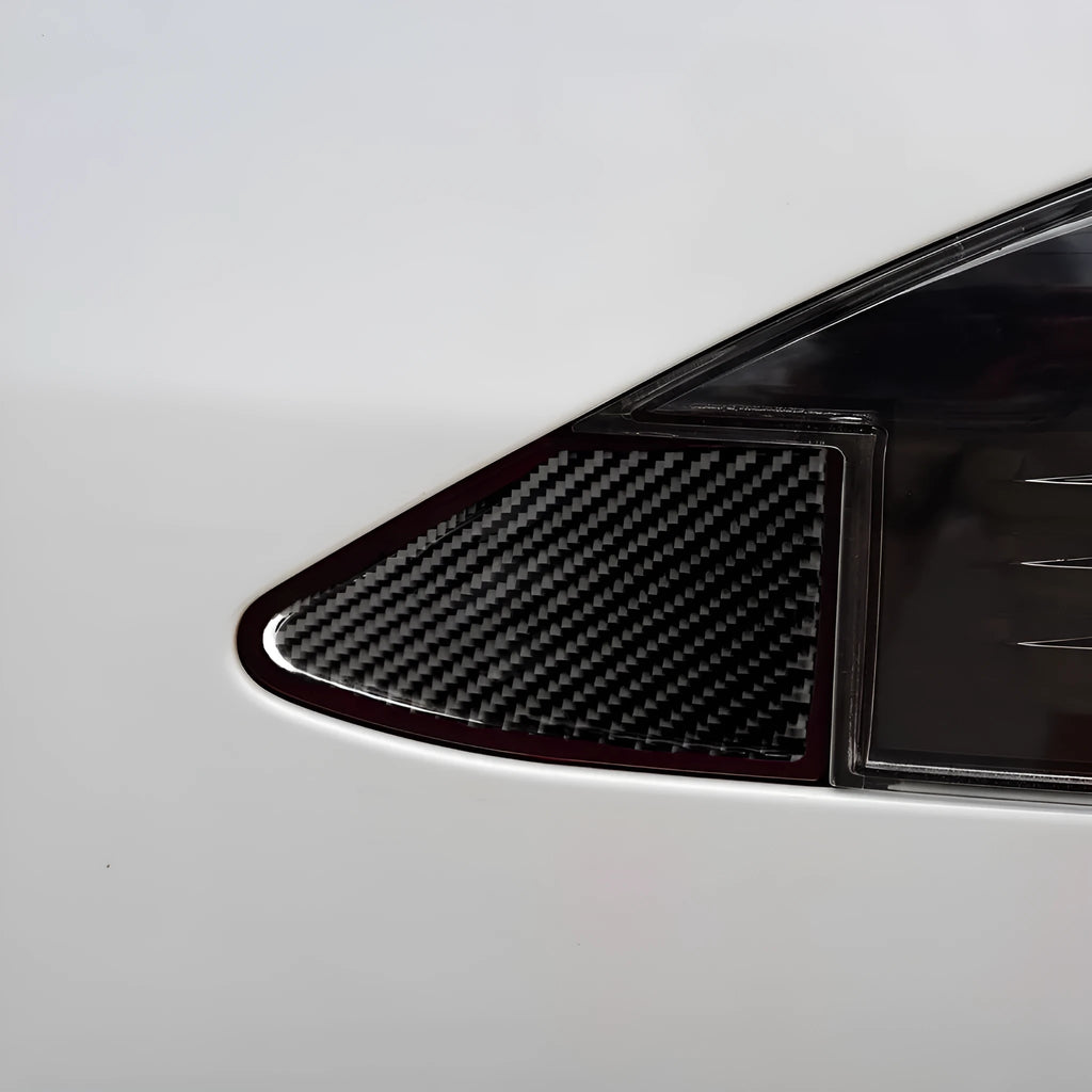 Square carbon fibre decorative sticker for car USB charging port panel with 3M adhesive backing.
