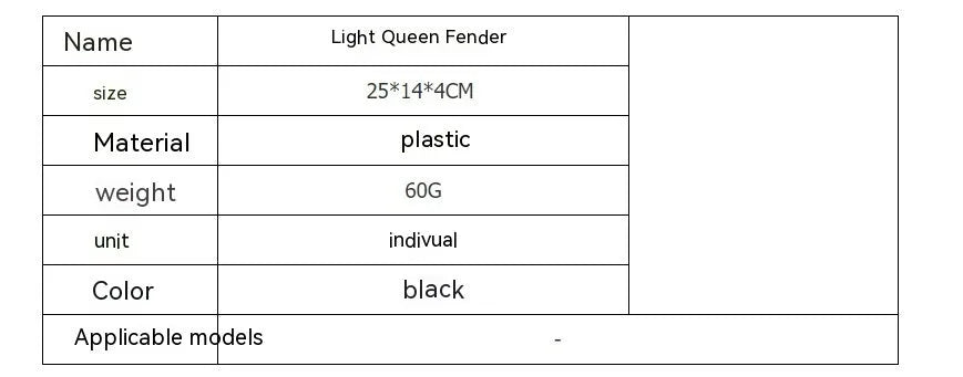 Carbon fibre lengthened tail mudguard and inner plate for Light Bee electric bicycle