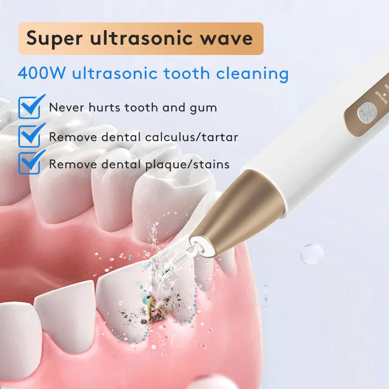 Gold ultrasonic tooth cleaning device for tartar and stain removal