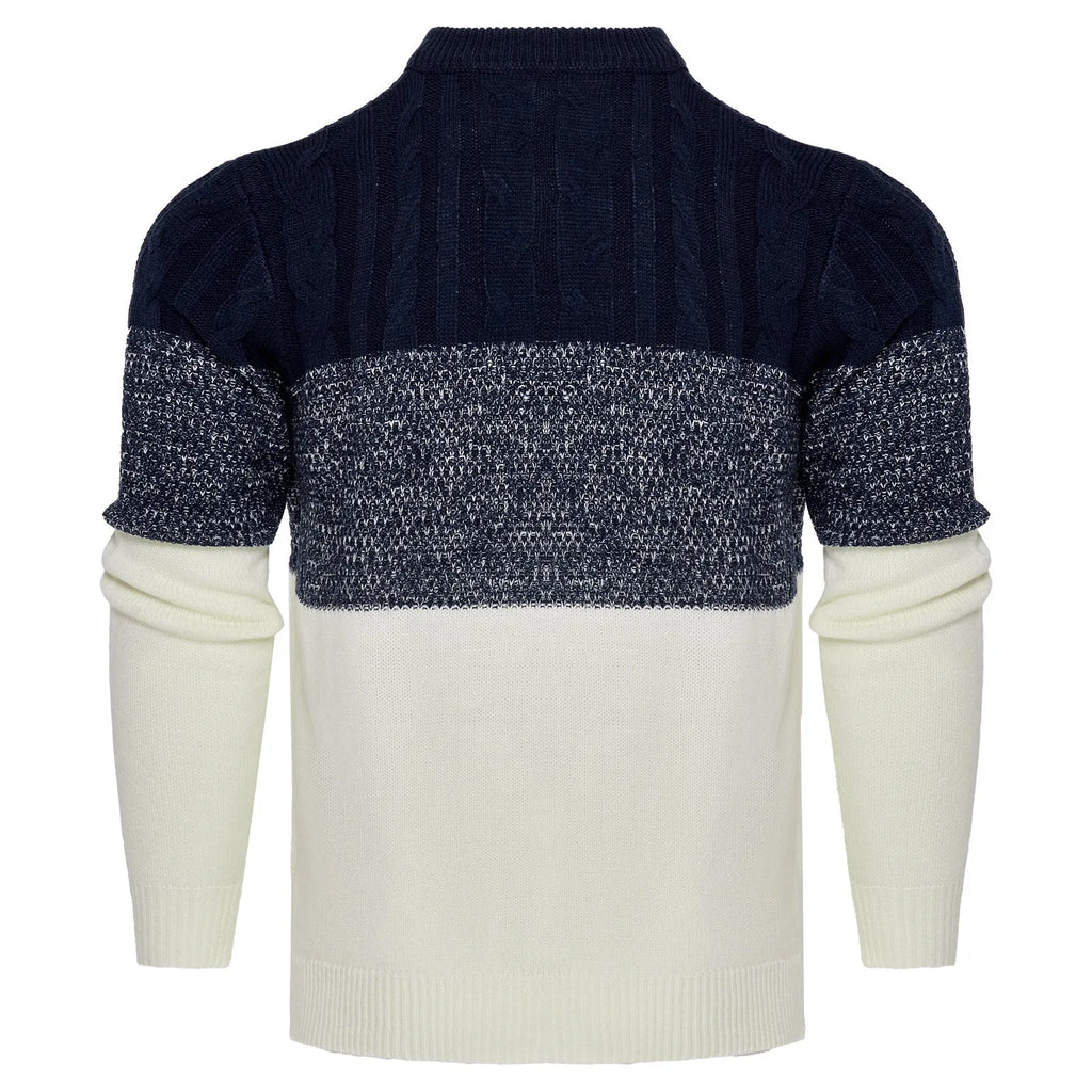 A men's thick-knit long-sleeved pullover sweater in a casual style for winter