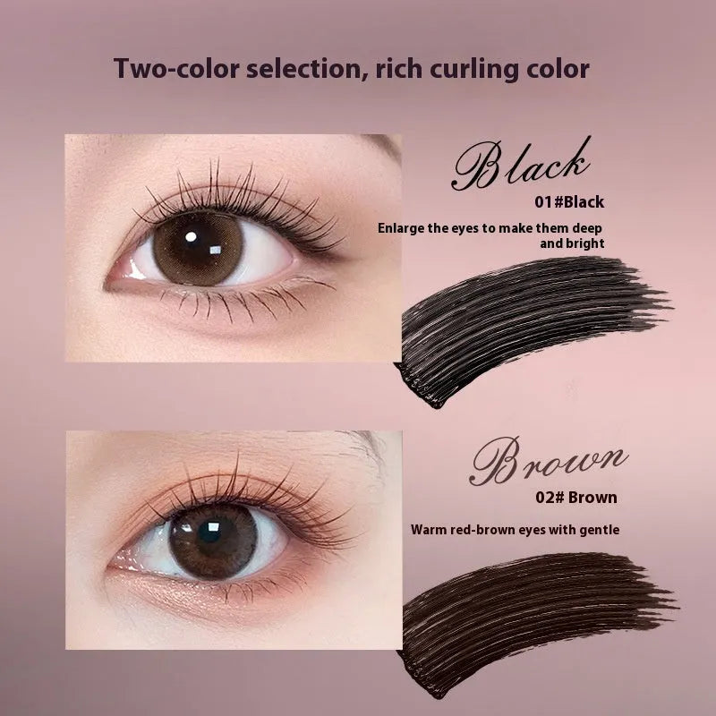 Long curling long-lasting mascara in black and brown shades with applicator