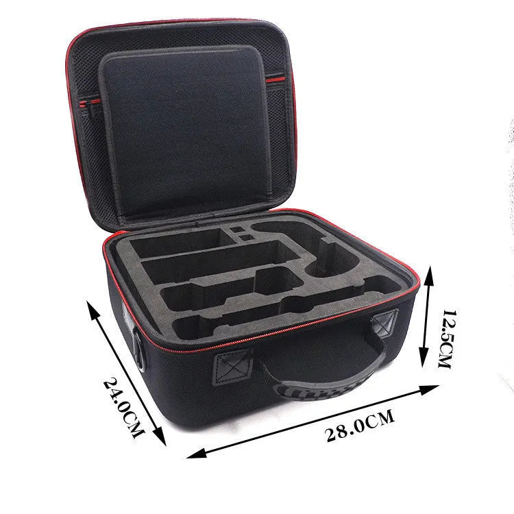 Black EVA game console accessory storage bag for organising controllers and cables.
