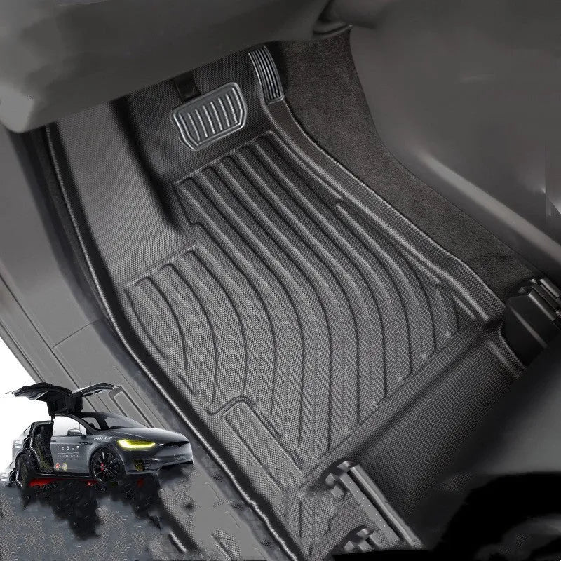 Tesla Model X waterproof rubber floor mats and tailbox mat set for 2016-2023 vehicles