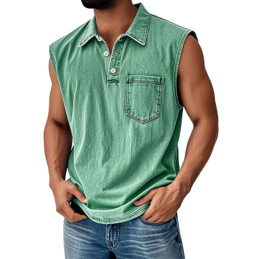 Men's short sleeve polo shirt with digital print design in loose fit