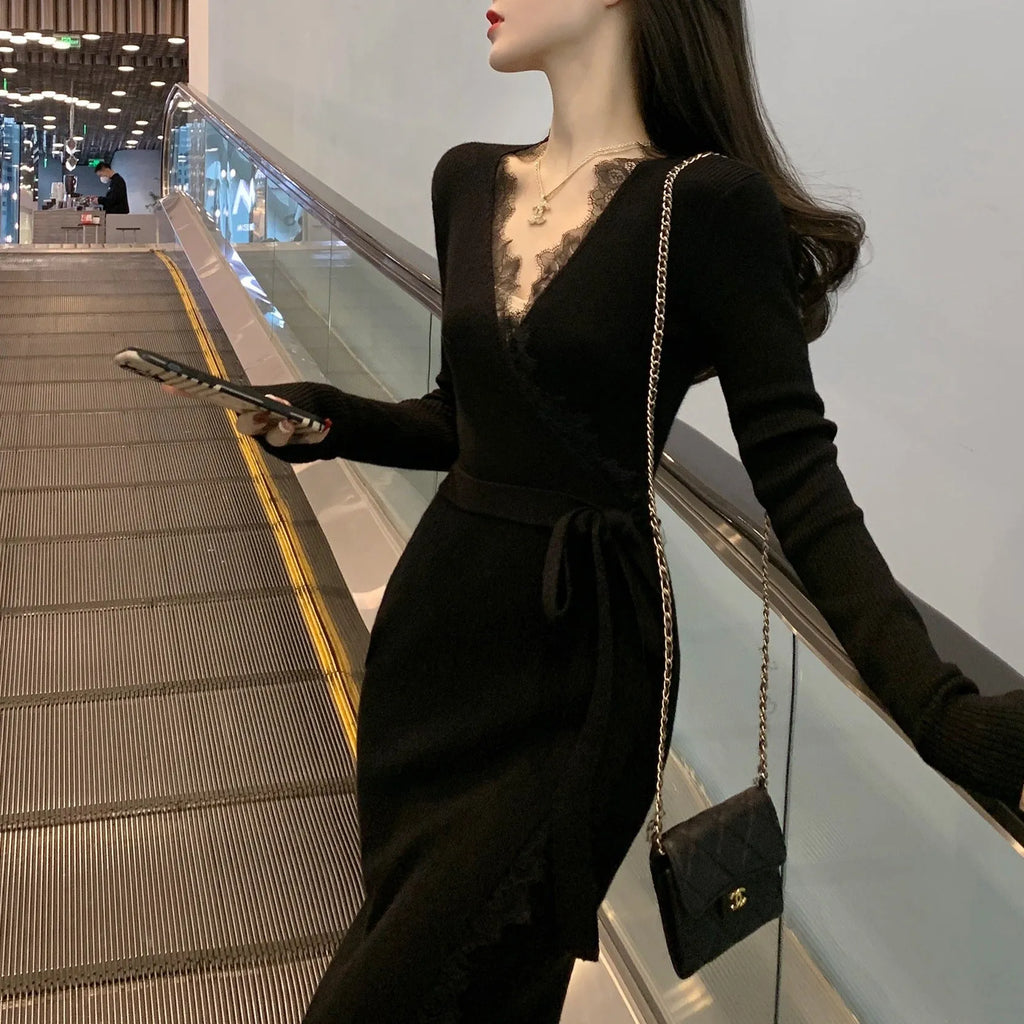 Black women's slim fit polyester skirt with princess dress styling