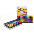 Assortment of colourful kids toys including plastic building blocks and soft plush cuddly toys