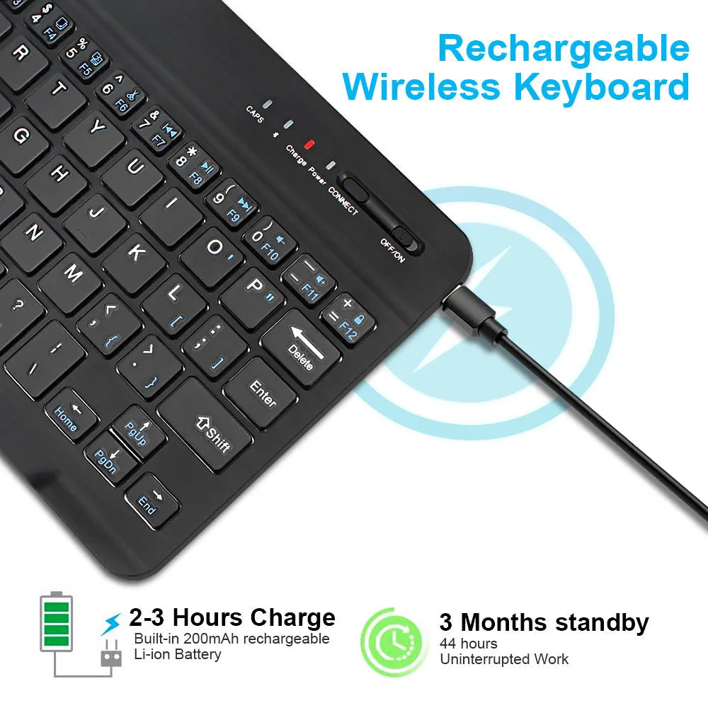 Mini Bluetooth wireless keyboard in black or white colour with 10-metre range