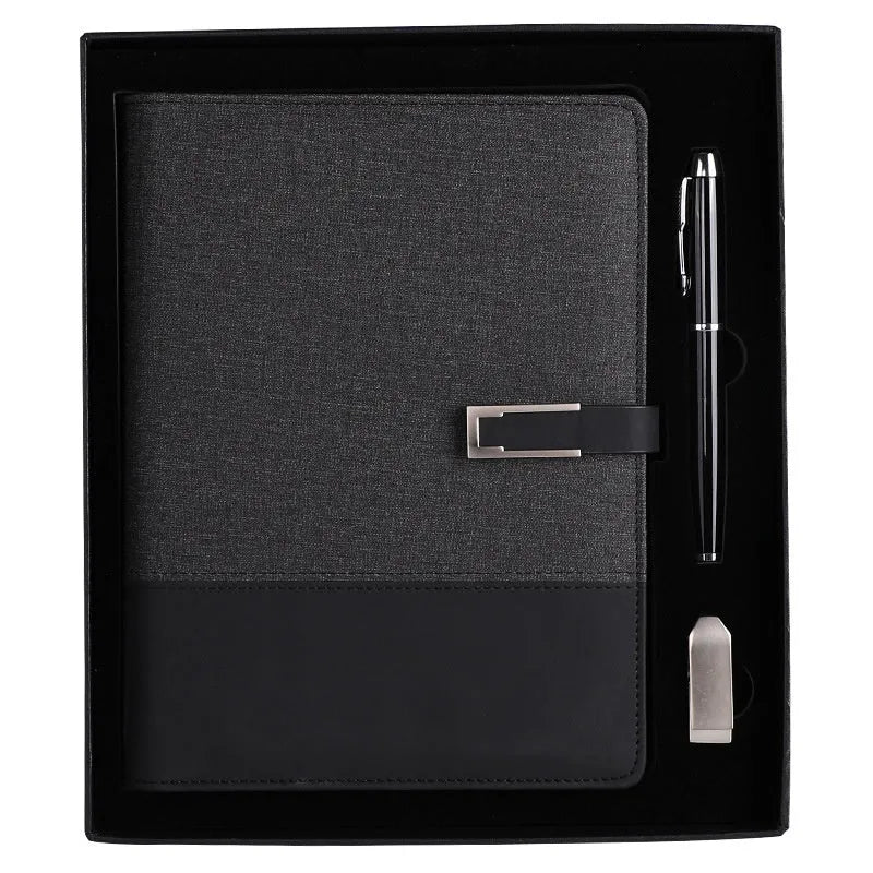 Genuine leather A5 business notebook with wood-free paper pages in multiple colour options including brown, black, green, blue, and red