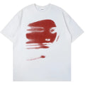 White cotton loose fit summer t-shirt with round neck and short sleeves on hanger