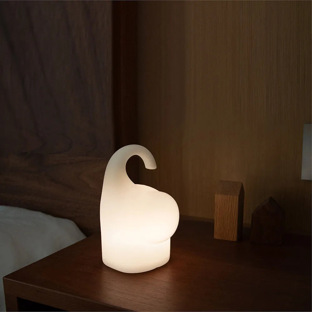 Elephant silicone night light with warm white glow for bedroom bedside use
