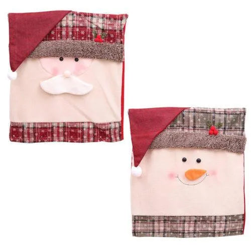 Christmas chair cover set showing Santa Claus, Snowman and Santa Hat designs for dining chairs