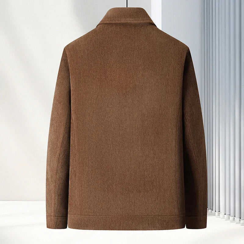 Men's slim fit lapel casual jacket in Vinylon fabric, shown in dark blue colour.