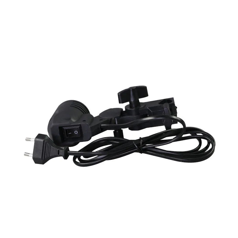 Black reinforced nylon universal photographic lamp holder with E27 port and 1.8m power cords.