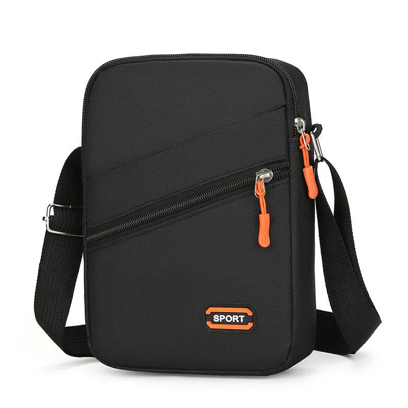 Simple all-match crossbody shoulder commuter bag in solid color Oxford cloth with contrast details