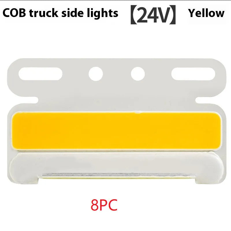 Waterproof aluminium alloy LED truck side light for 12V and 24V vehicles, shown in multiple colour options.