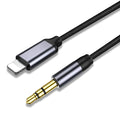 Nylon braided audio cable in silver colour with 3.5mm connectors