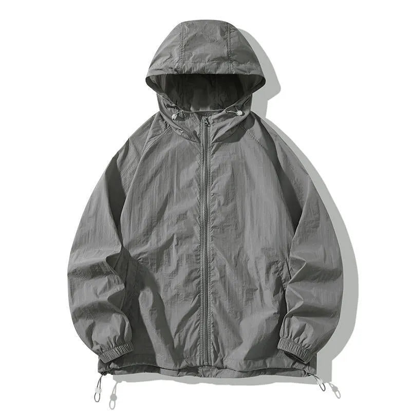 Loose fit nylon blend sports jacket for men and women shown in a choice of nine colours including black, navy, and wine red.