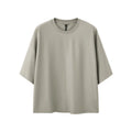 Men's loose fit short sleeve pullover in sand grey casual wear