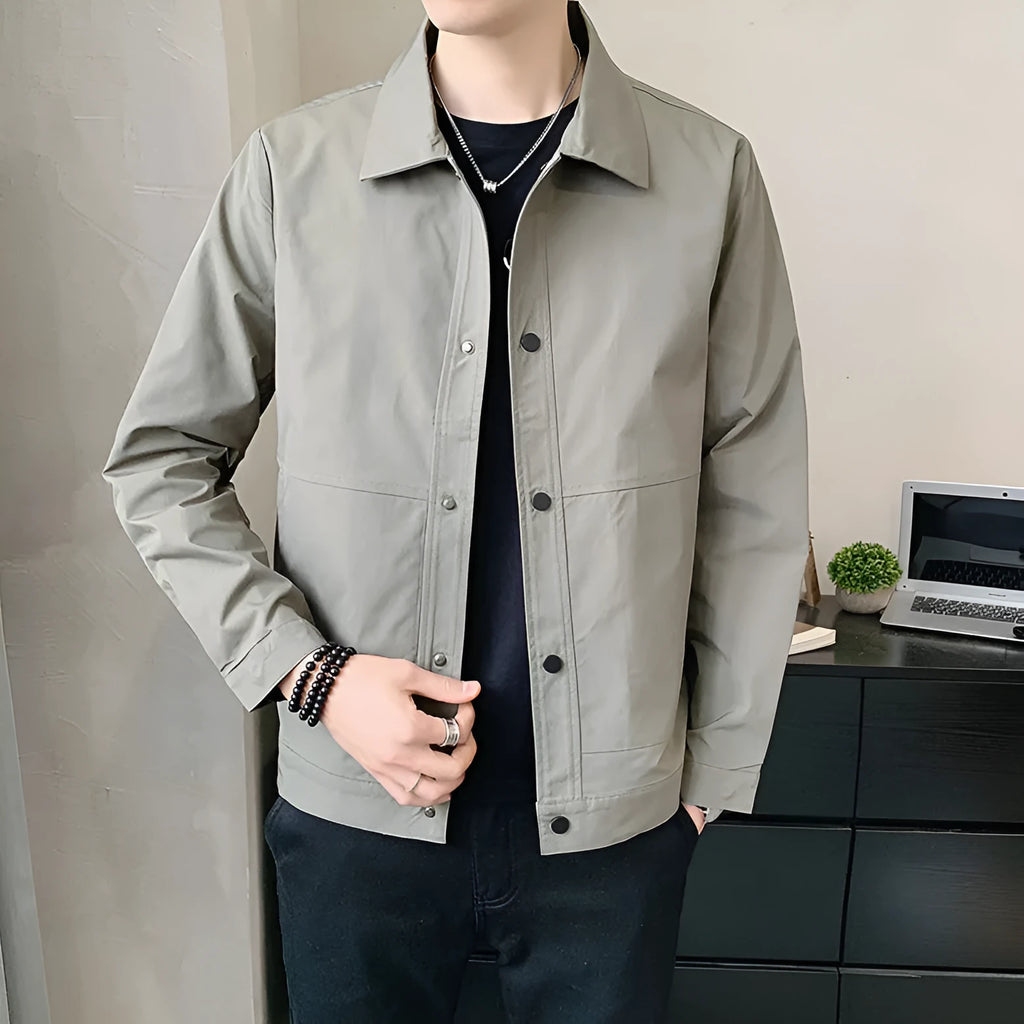 Men's single-layer Korean style jacket in polyester for spring and autumn wear.