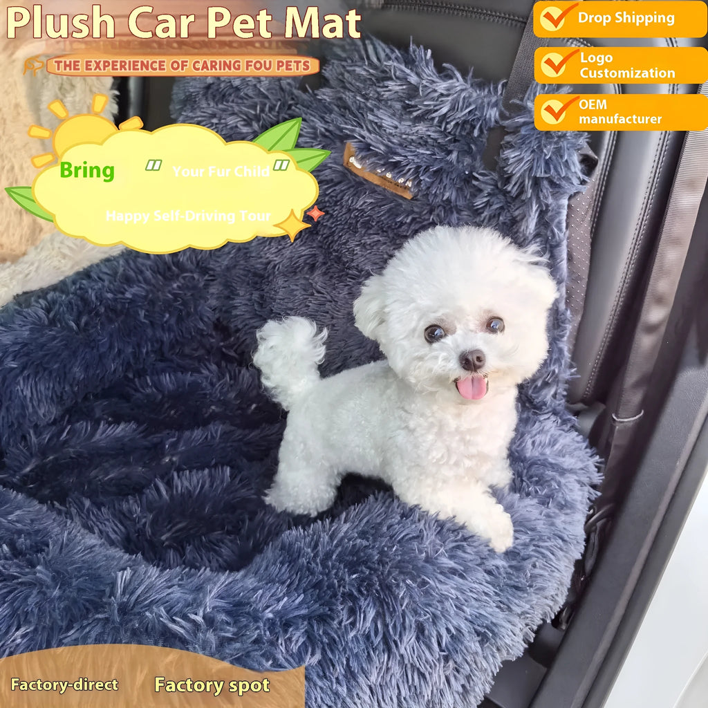 Winter thickened thermal pet mat for vehicle seats in dark grey or beige colours