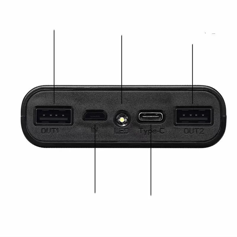 Digital display power bank spring kit with plastic shell and USB charging ports