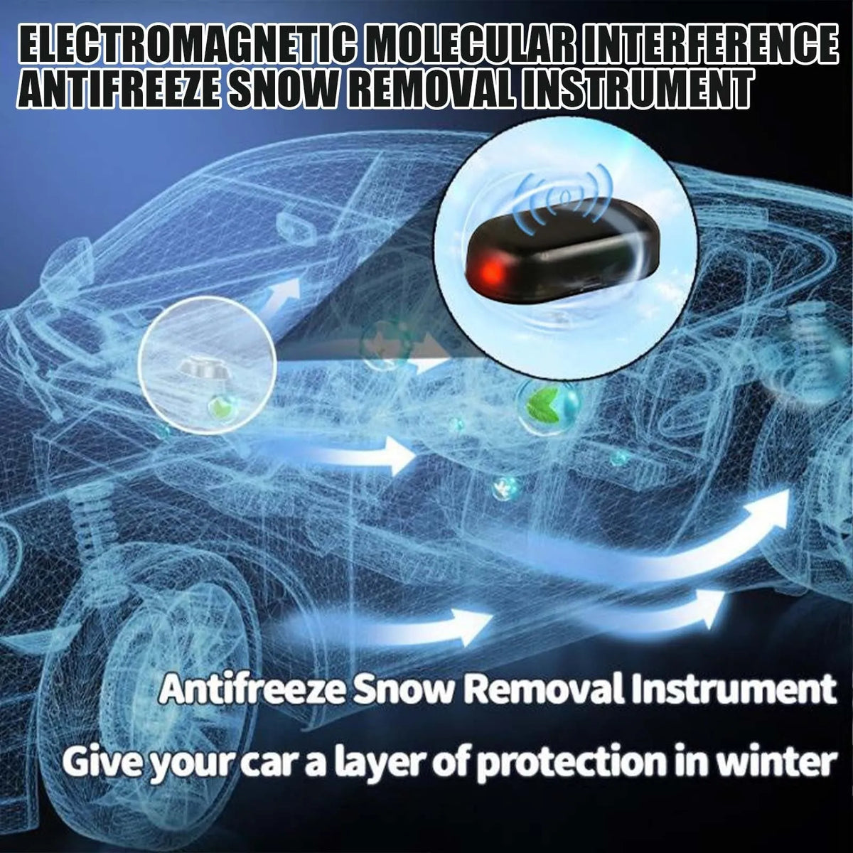Black car snow removal deicer tool with special glass construction, 5cm long.