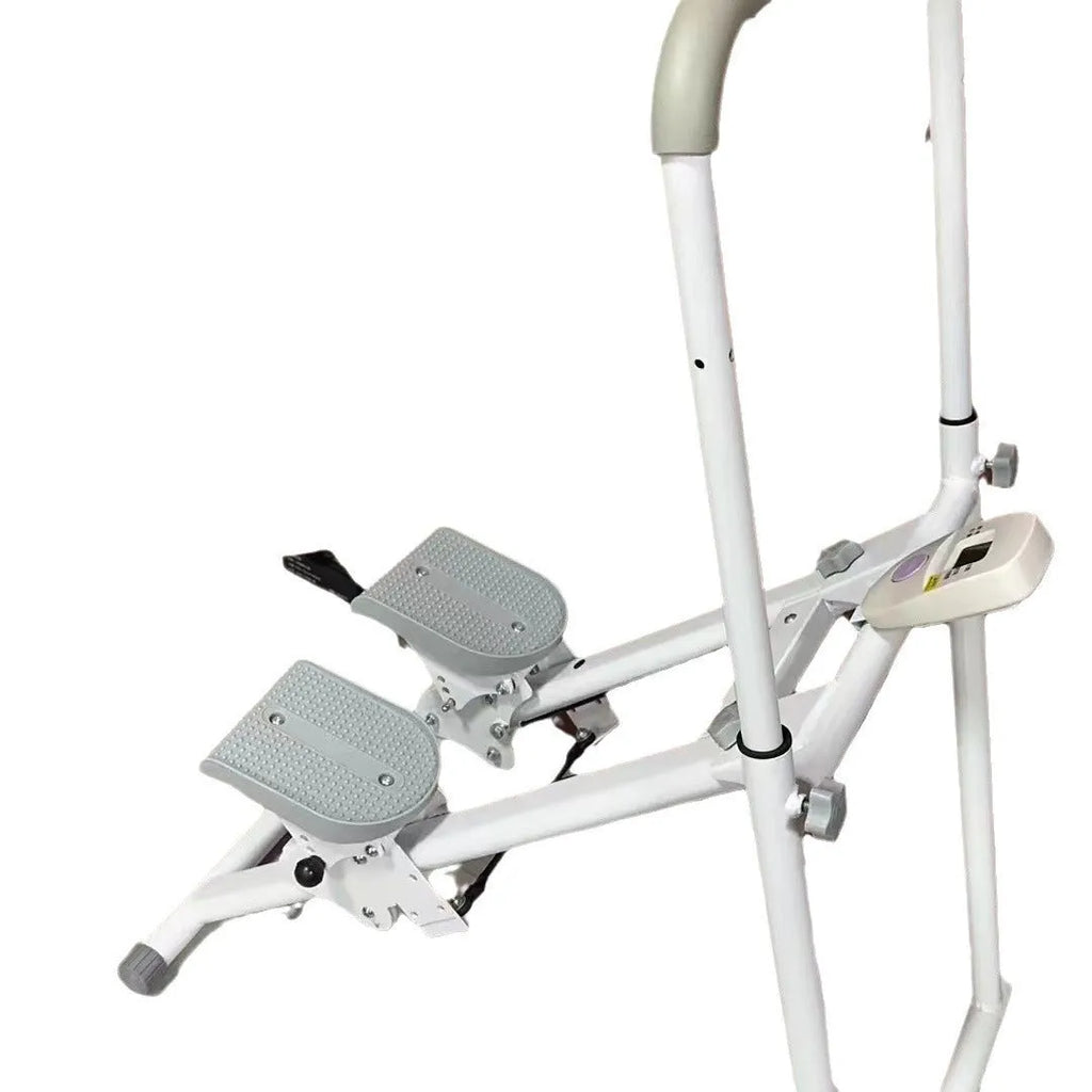 White foldable treadmill and climbing machine combo for home fitness equipment