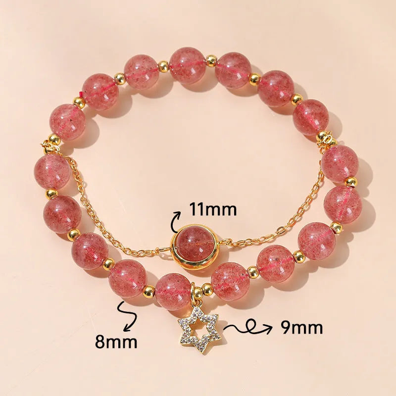 Handmade crystal agate bracelet with natural gemstone beads and a decorative charm