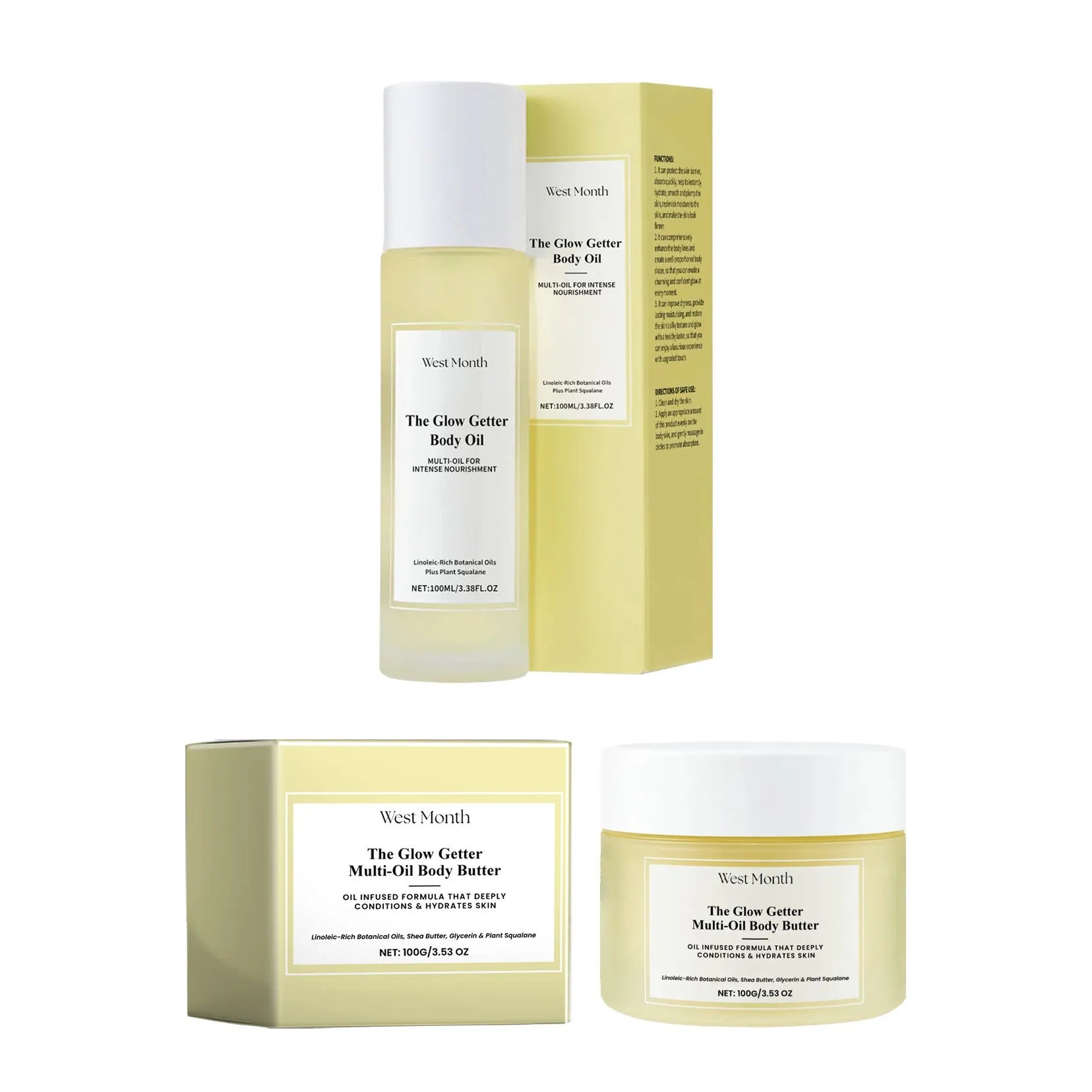 Nourishing and firming skin care kit with 100ml skincare oil and 100g moisturising cream set