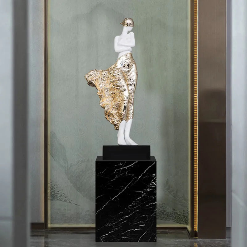 48cm metallic character sculpture ornament in rose gold or silver finish