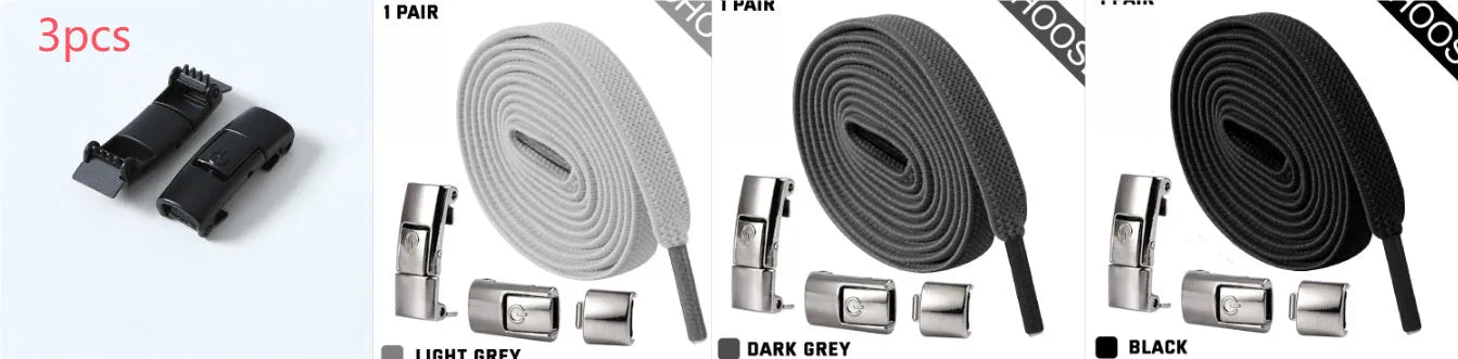 Press lock elastic no-tie shoelaces with widened 8mm flat profile in assorted colours
