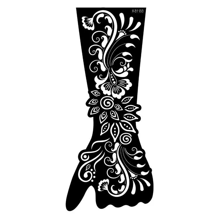 Set of geometric hollow template tattoo stickers showing 3D paper carving detail on sample designs.