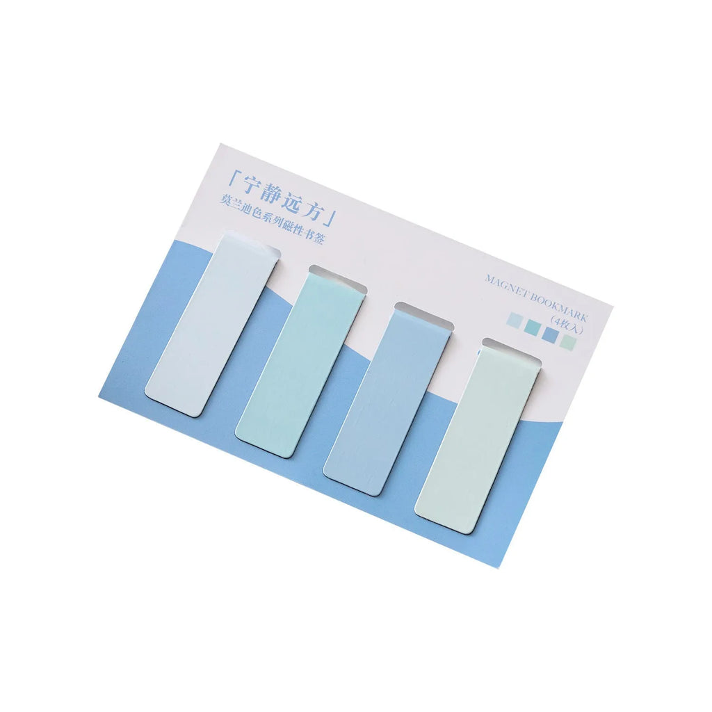 Four magnetic bookmarks in Morandi colour block design showing different colour variations
