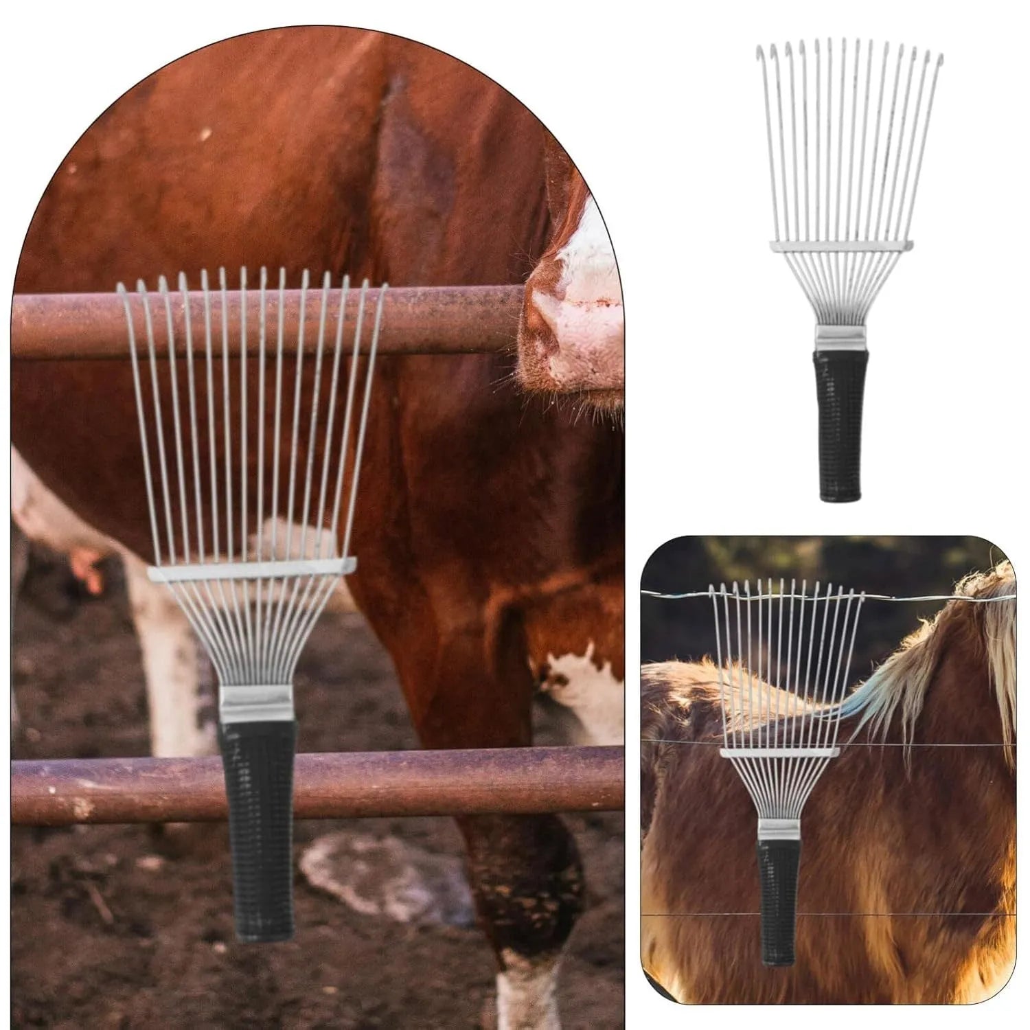Stainless steel dematting brush rake comb for grooming horses, dogs and livestock