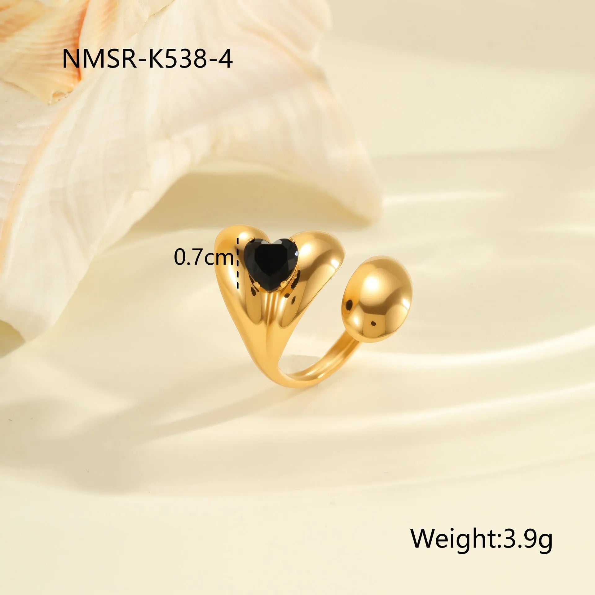 Adjustable geometric stainless steel ring with zircon inlays for women