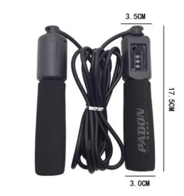 Adjustable length fitness skipping rope with sponge grip handles in multiple colour options