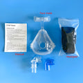Transparent CPAP breathing mask with silicone construction and adapter elbows for ventilator connection