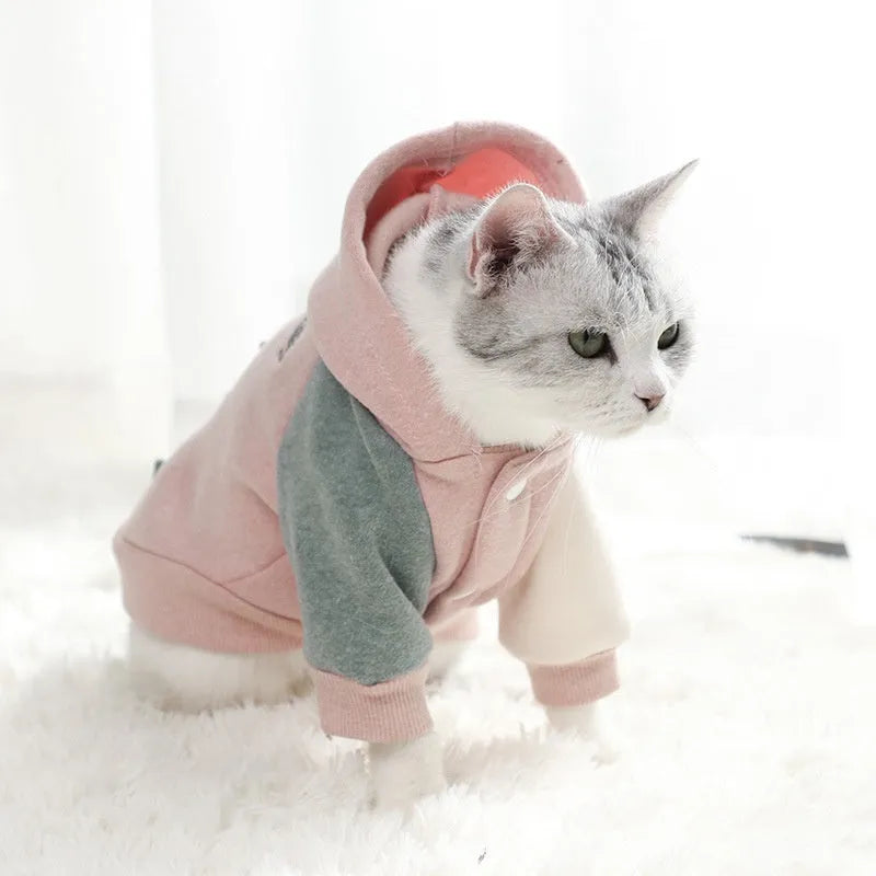 Cotton dog sweatshirt pet clothing in brown, green, or pink colours for canine leisure wear