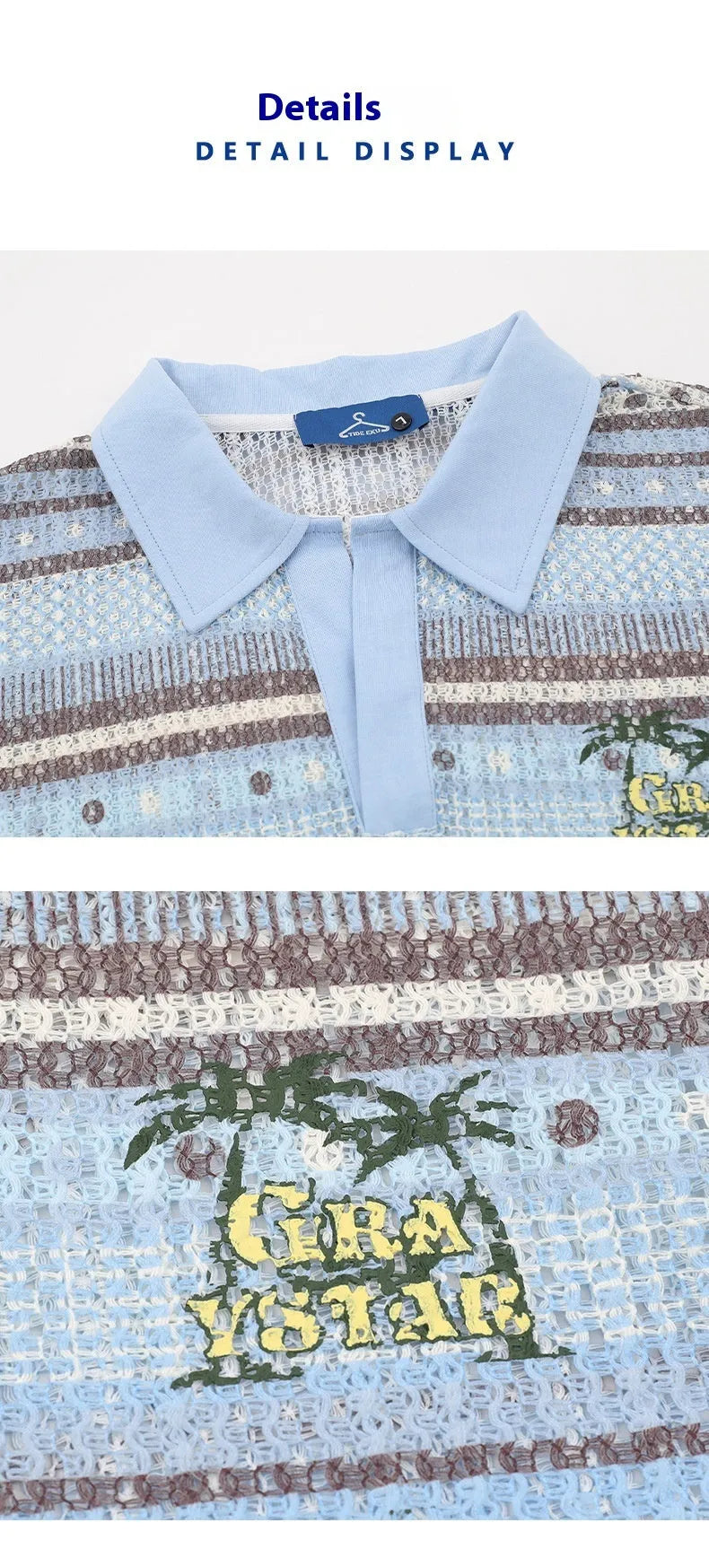 Blue and yellow versions of a men's loose-fit short-sleeved printed casual shirt.